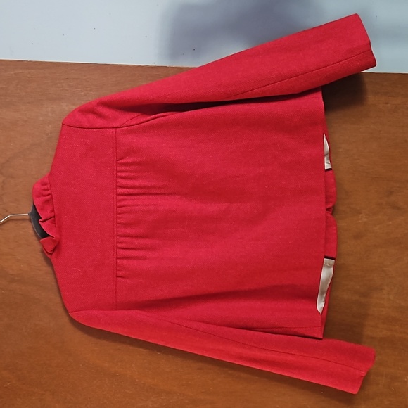 J Crew Heather Red Tweed Ruffled Blazer Jacket sz 6T - Picture 5 of 6
